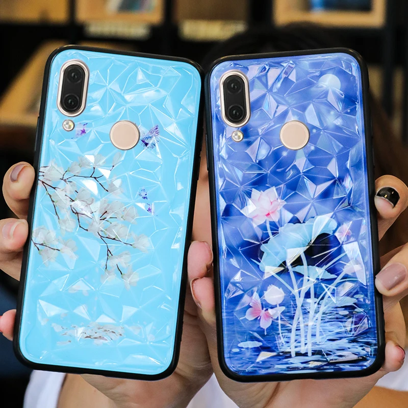 3D чехол с алмазной текстурой для Huawei P20 P30 Lite Plus Чехлы ромбовидный Honor 8X 10 роскошные
