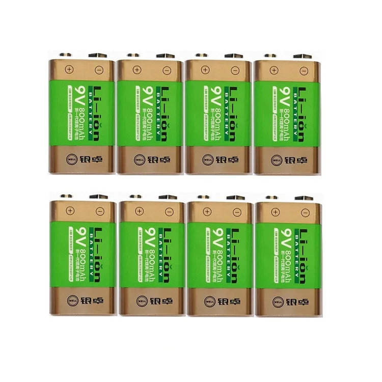 Cncool Hot-selling 8pcs/lot 800mAh Li-ion 9 V Rechargeable Batteries For Smoke detectors Wireless Microphones | Электроника