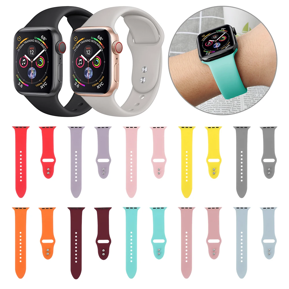 Спортивный силиконовый ремешок для часов Apple Watch Series 4 3 2 1 38 мм 40 мм 42 мм 44 мм мягкий ремешок браслет для i Watch