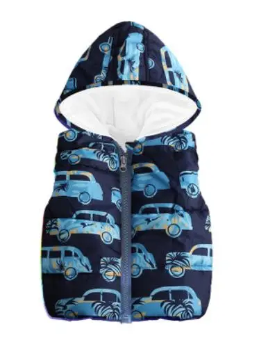 Monochrome car HH/Детский жилет; куртка без рукавов; детский жилет для девочек; осенне-зимние жилеты с капюшоном; жилет с рисунком динозавра для маленьких мальчиков - Цвет: Monochrome car