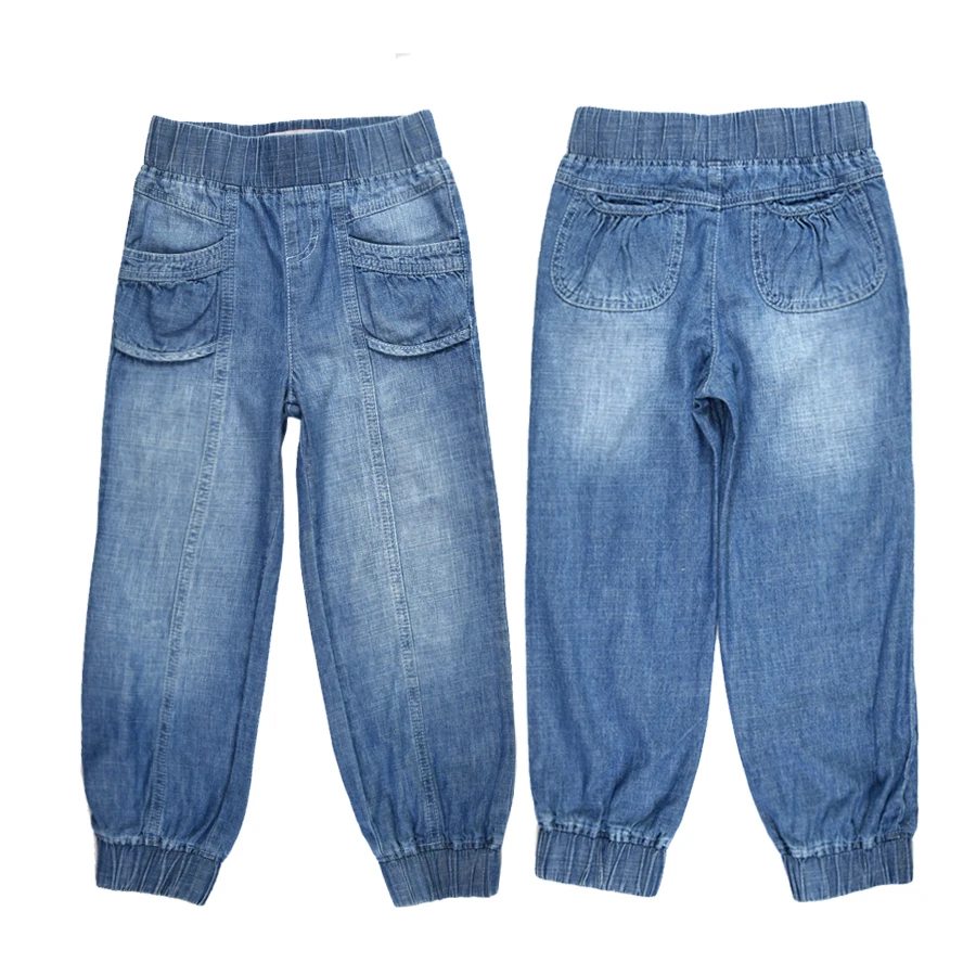 2018 джинсовые штаны-шаровары для маленьких девочек Детские карманы брюк с