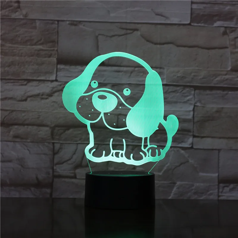 Новинка светодиодный ночсветильник с 3D изображением милого мопса щенка