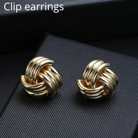 za vintage non pierced clip on earrings ear clips gold geometric metal earring for women wedding party bijoux brincos jewelry