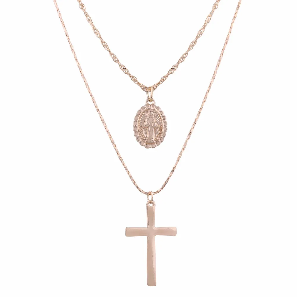 Moonso Religious collection of the classic cross virgin lady pendant necklace free combination J4552 | Украшения и аксессуары
