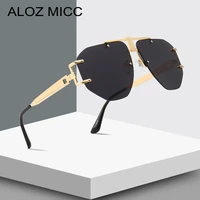 aloz micc oversized rimless sunglasses women 2019 new brand design vintage square sun glasses men irregular eyewear uv400 q650
