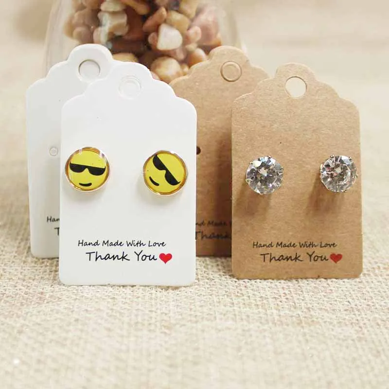 Милые серьги гвоздики из крафт бумаги/белого цветов 100 шт. в лоте 5*3 см по