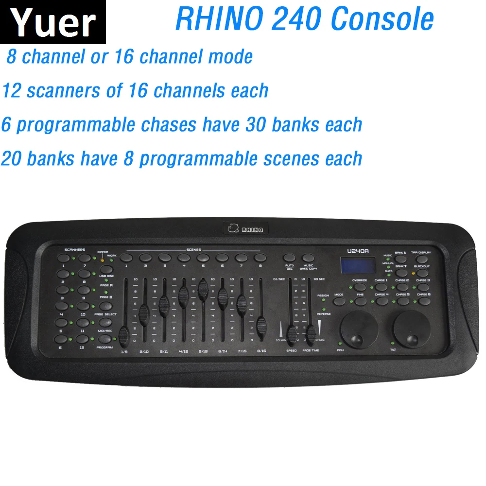 

Новейший контроллер RHINO 240 для дискотеки, DMX DMX512, Dj, освещение для сцены вечерние вечеринки, свадьбы и мероприятия, контроллер для диджея