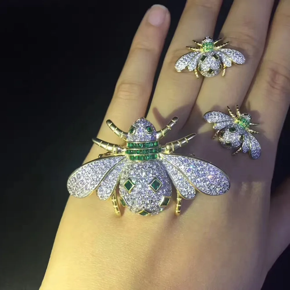 fine jewelry 925 sterling silver bee stud earring and pendant jewelry set free shipping high quality