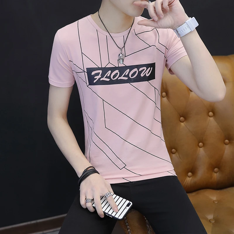 2018 Новое поступление Летнее Для мужчин футболка мода Геометрические печати