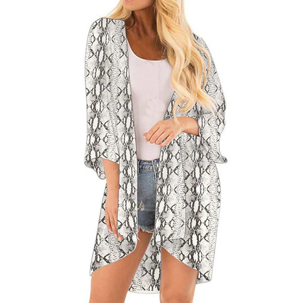 Feitong летнее серпантиновое пальто свободное кимоно женская блузка шаль кардиган