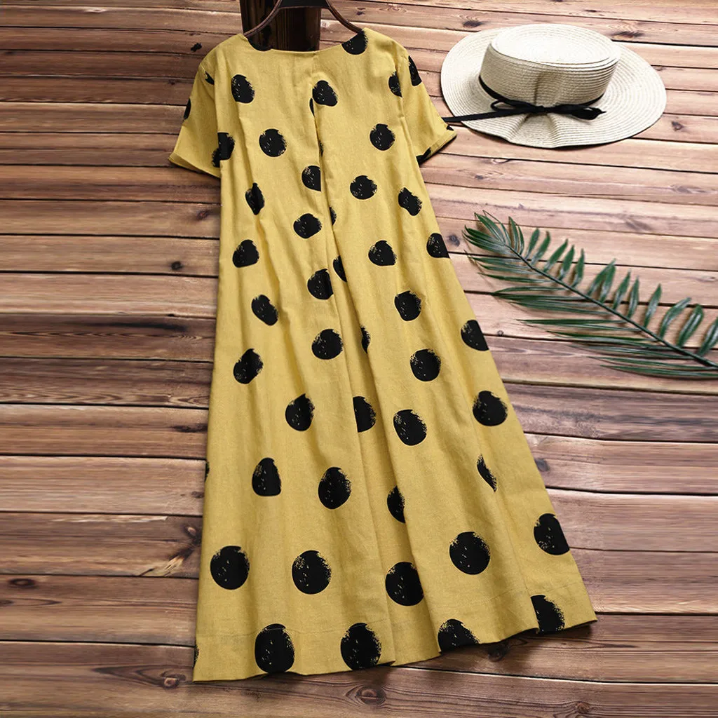 Женское повседневное Повседневное платье без рукавов винтажное в горошек с