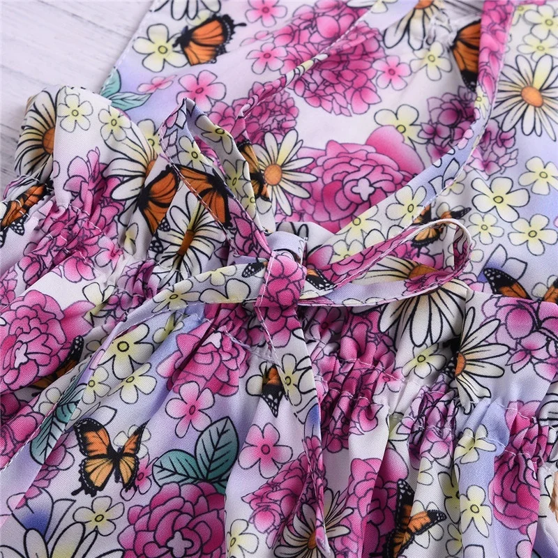 От 0 до 2 лет летний комбинезон без рукавов с цветочным рисунком для маленьких