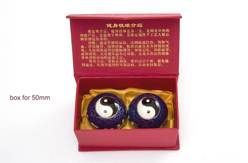 50 мм 40 мм китайские шарики baoding, перегородчатая Taichi дизайн в разных цветах. Chiming Фитнес мяч. Домашний подарок. Бумажная коробка