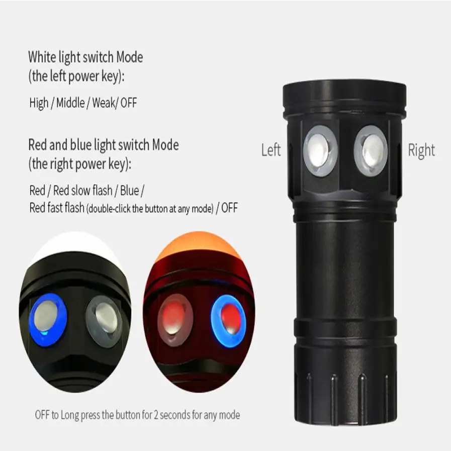 80 м светодиодный фонарик для дайвинга мощный свет фотосъемки подводный IPX8