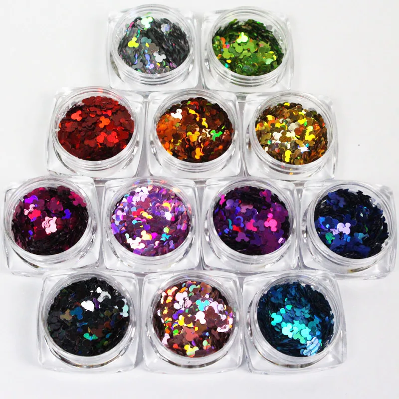 BlueZoo 12 box/set Cute Cartoon Nail Sticker Glitter Manicure Accesseries Studs Decoration Plastic Slices DIY Tips | Красота и