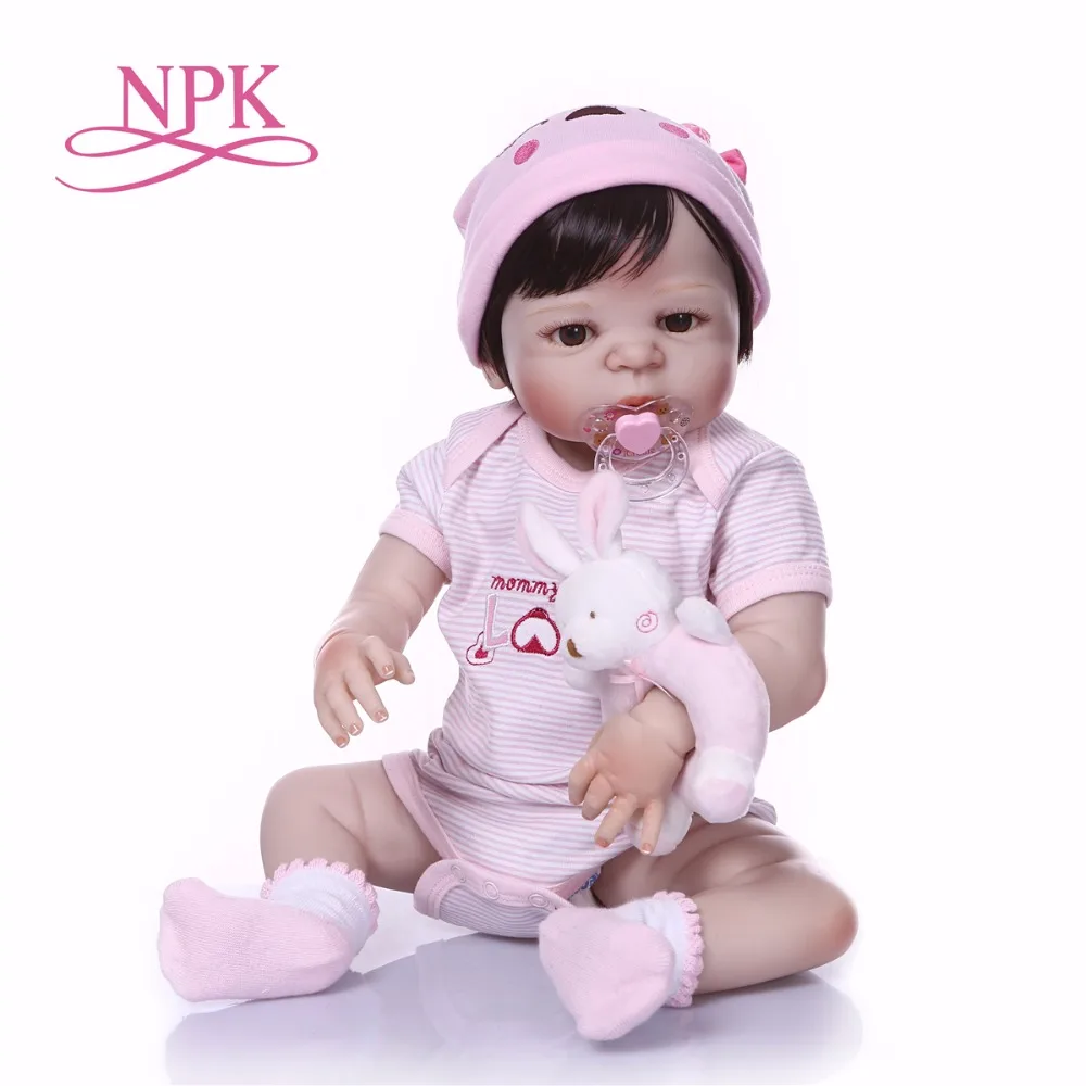 NPK Doll 22inch 57cm Reborn Baby Dolls full Silicone Bebe Vinyl Toys gifts cute plamates For Girls and boys pink | Игрушки и хобби