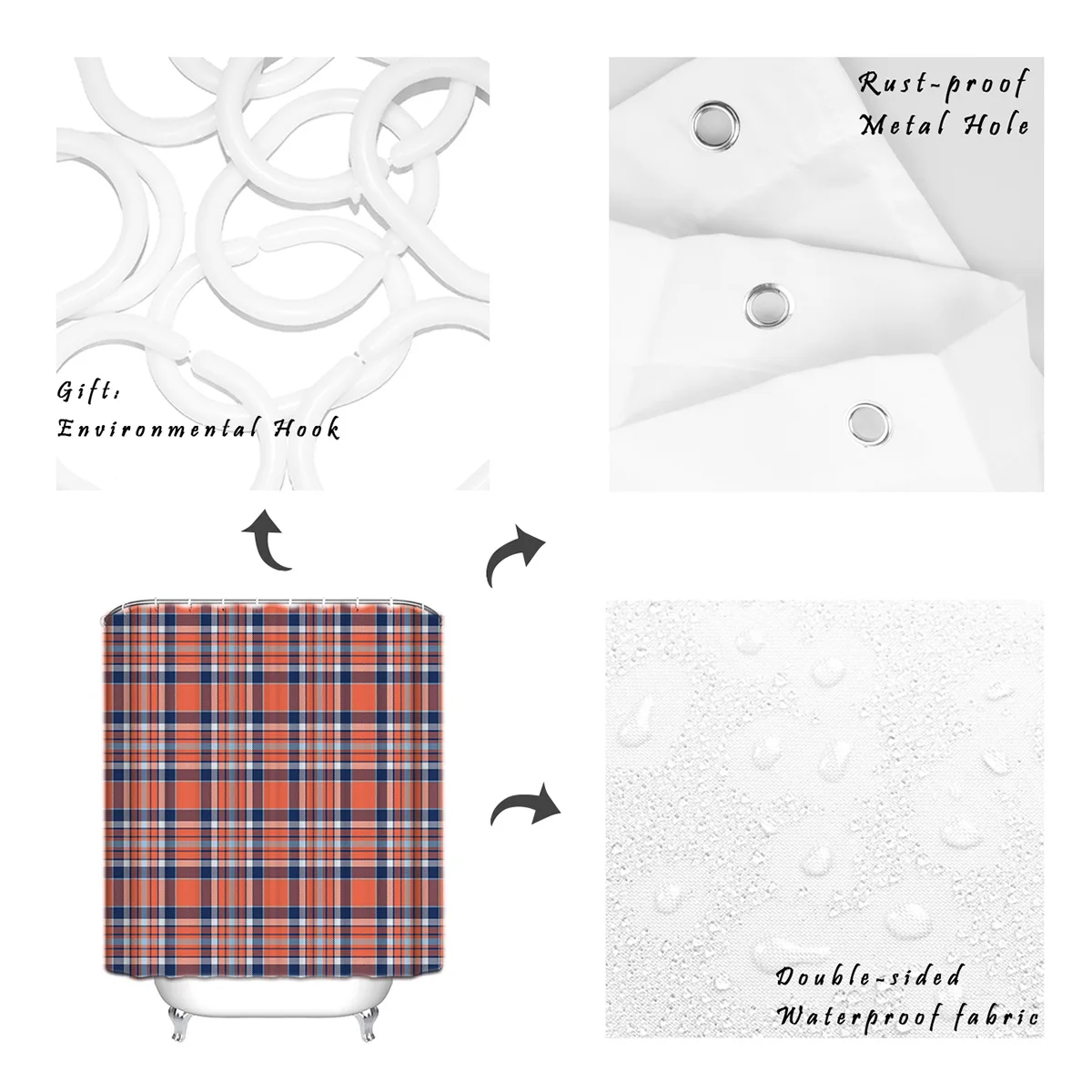 Британский Стиль Синий Оранжевый геометрический узор занавеска для душа