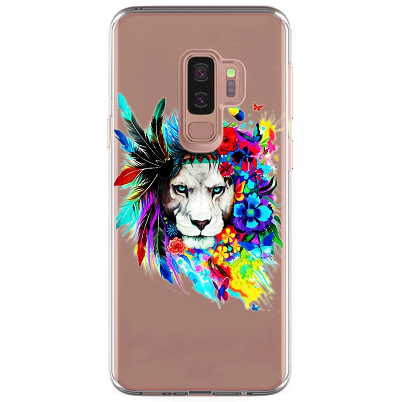 For Samsung Galaxy S9 S9Plus S8 Plus S7 edge A3 A5 2017 TPU Colorful Soft Cute Animal Lion Painted Desig Cover Case Fundas E333 |