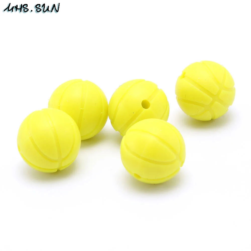 Lemon Yellow MHS. SUN новые детские силиконовые для Прорезывание Зубов Бусины 16 мм Форма баскетбола силиконовые бусины пищевого качества жевательные Детские Прорезыватели - Цвет: Lemon Yellow