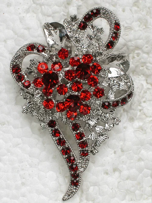 

Flower Brooch Red Rhinestone Bridal Wedding party Pin brooches C078 C