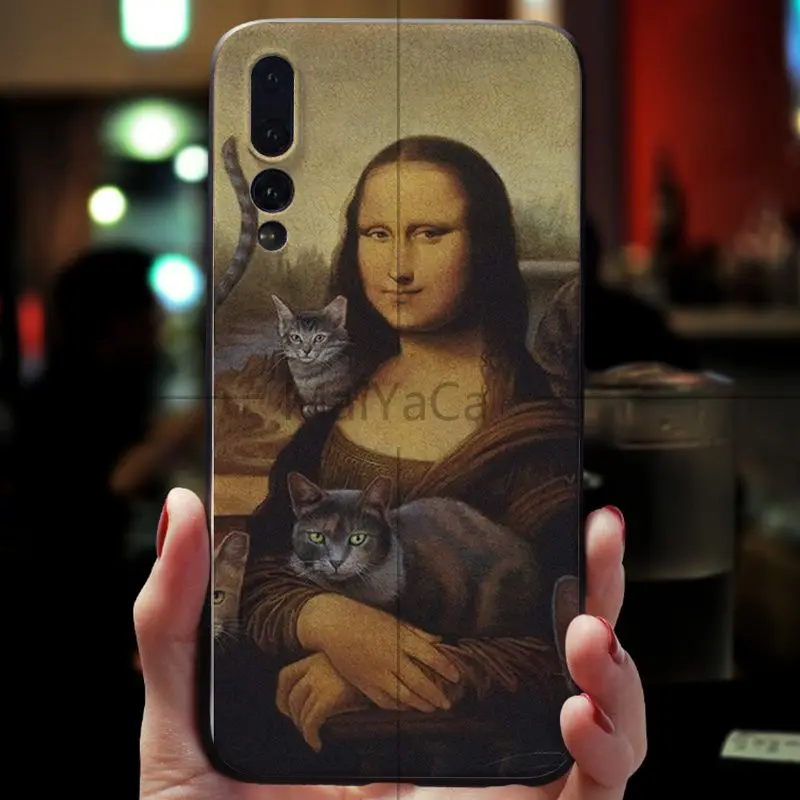 Чехол для телефона MaiYaCa Monla Lisa с изображением кота и маслом цветной милый чехол