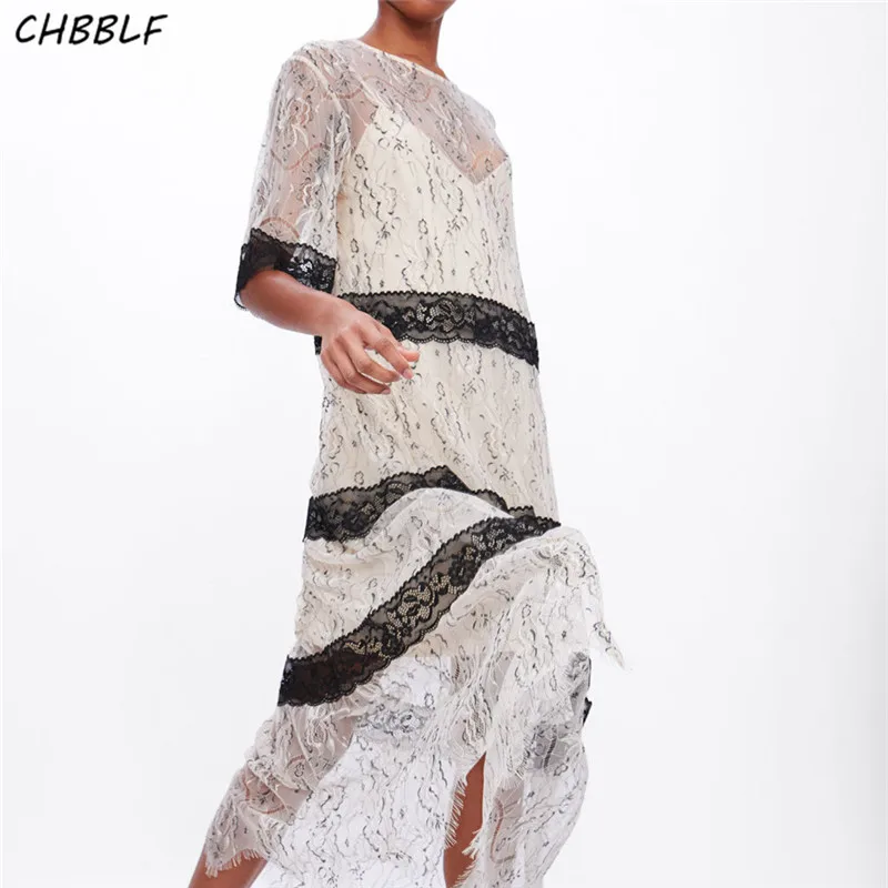 Женское кружевное платье CHBBLF длинное Повседневное из двух предметов с о вырезом