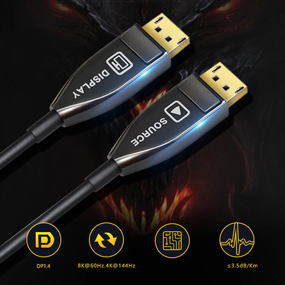 Волоконно оптический Displayport (DP) для ( DP ) 32 Гбит/с высокоскоростной 8k 60 Гц 4k 144 1 4