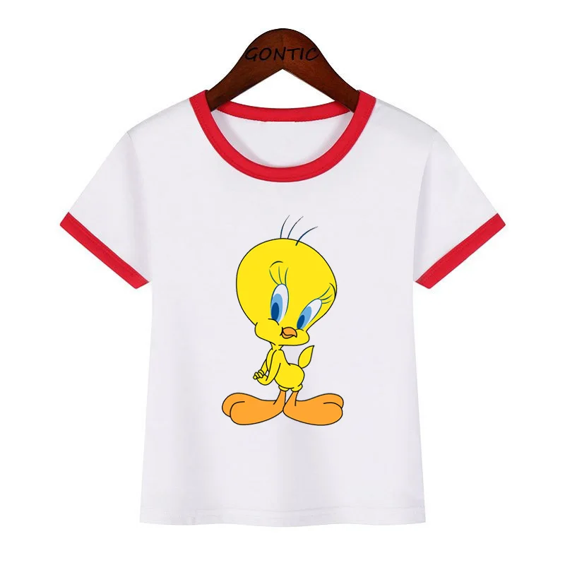 Детская футболка с принтом Looney tung для маленьких мальчиков птичка Твити летние