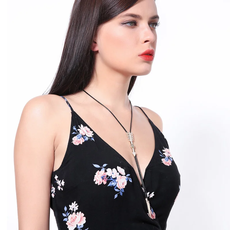New Punk Dress Clothing Accessories Jewelry Fashion For Women Black Rope Long Necklace Arrow Pendant Wholesale | Украшения и