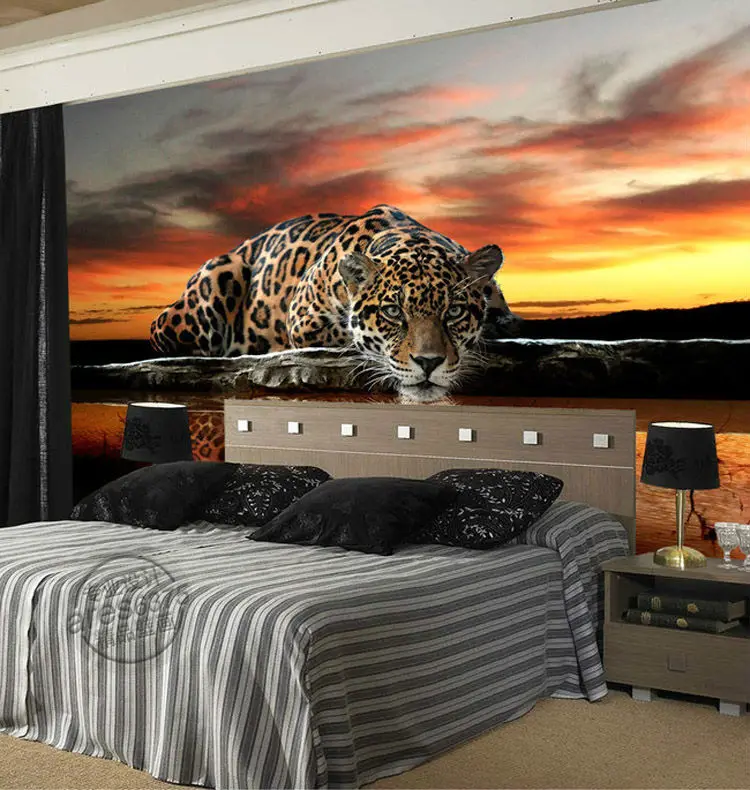 

Custom photo wallpaper Animal Leopard 3D Wallpaper Waterproof Mural Sitting room Ceiling Kids Art Room decor Wedding Decoration