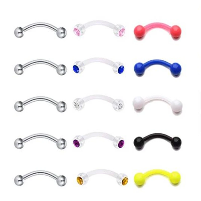 

JFORYOU 16G Clear Curved Barbell Eyebrow Rings Retainers & Surgical Steel Rook Earrings Belly Navel Daith Piercing Jewelry