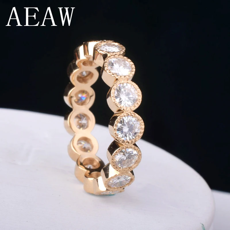 

1.8 CTW 3MM DF Moissanite Full Eternity Engagement Band 14K Yellow Gold for Women Fine Jewelry