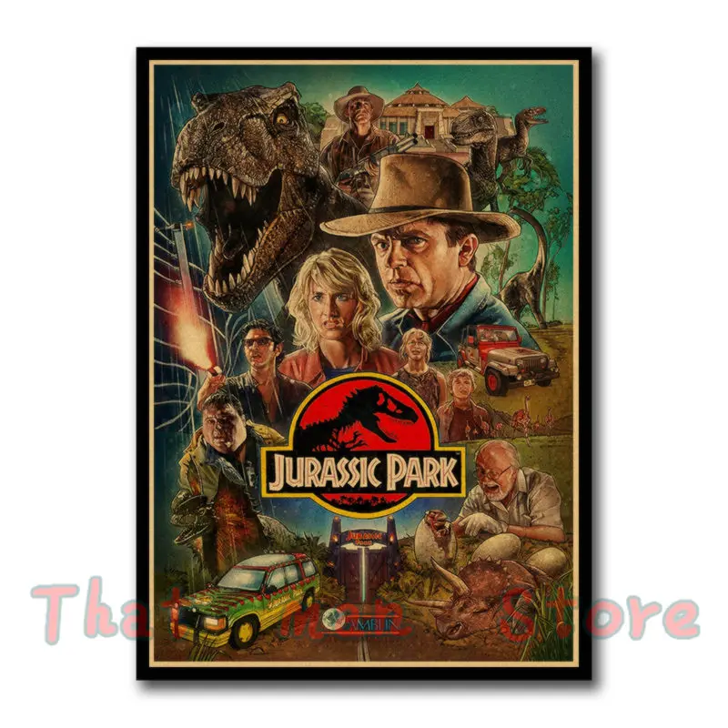 

Jurassic Park Movie Posters Vintage Style Wall Stickers Kraft Paper Prints Home Decoration home art Brand No frame
