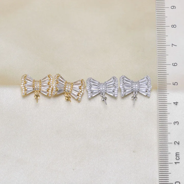 

HOT High Quality 925 Sterling Silver Stud Earrings Settings DIY Pearl Earring Hooks Findings Women's Jewelry Making Accessories