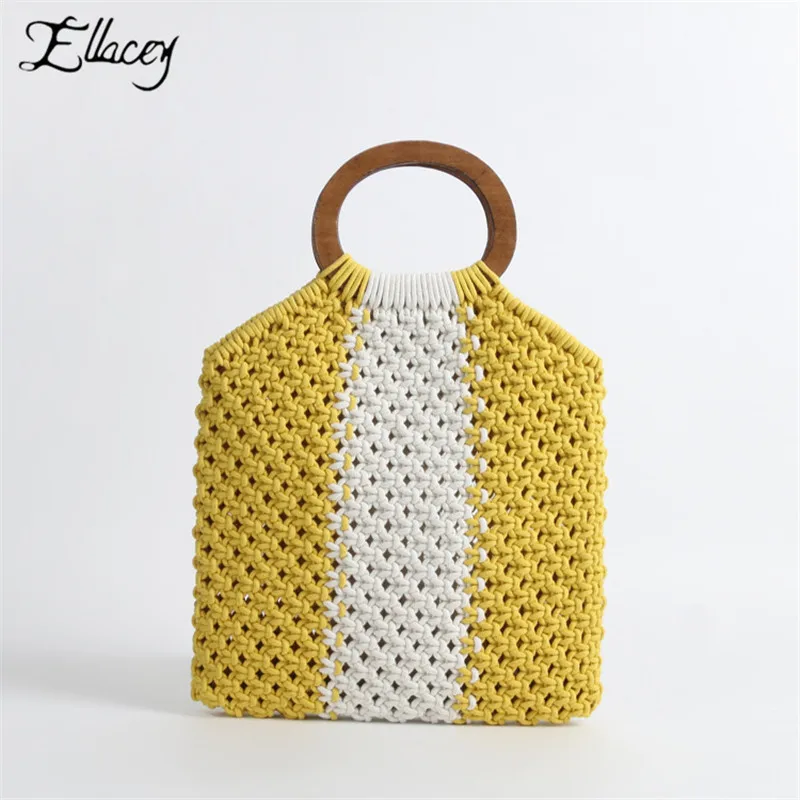 Panelled Summer Beach Rattan Bag Women Fashion Designer Handbags Tote Bags Weaving Wicker Hollowed Out Shopping Straw | Багаж и сумки