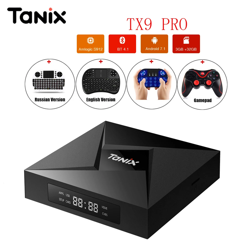 ТВ приставка Tanix TX9 Pro 3G 32G Amlogic S912 Android 7 1 Восьмиядерный Bluetooth 4 WiFi телеприставка