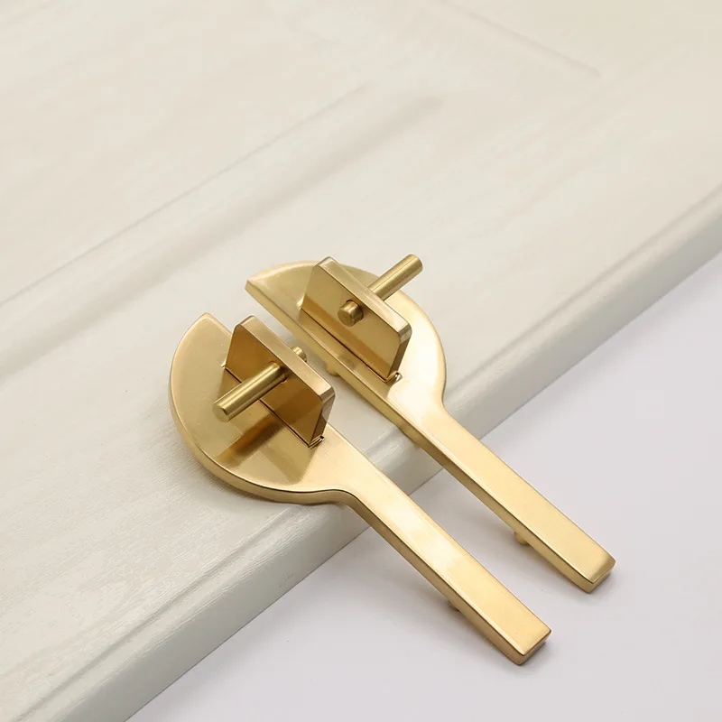 JD New Chinese Zinc Alloy Door Wardrobe Brushed Brass Door Handle Gold Cabinet Drawer Door Handle Furniture Handle Hardware