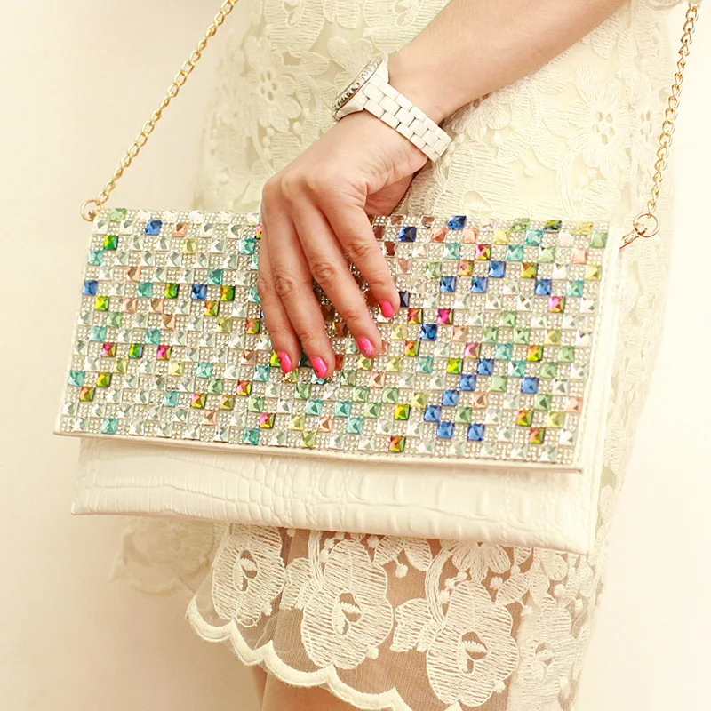 2014 diamond day clutch one shoulder Crocodile for rhinestone envelope women's handbag cross-body bag chain fashion | Багаж и сумки