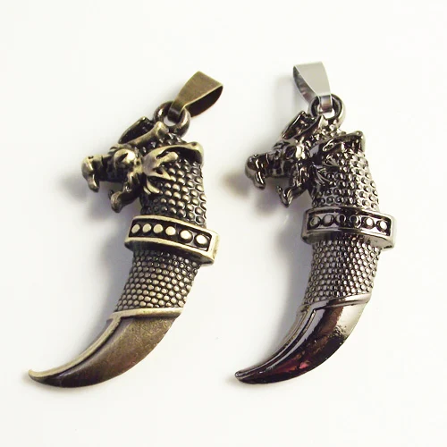 1 шт. винтажный амулет золотой серебряный сплав кулон волчий зуб волк счастливое