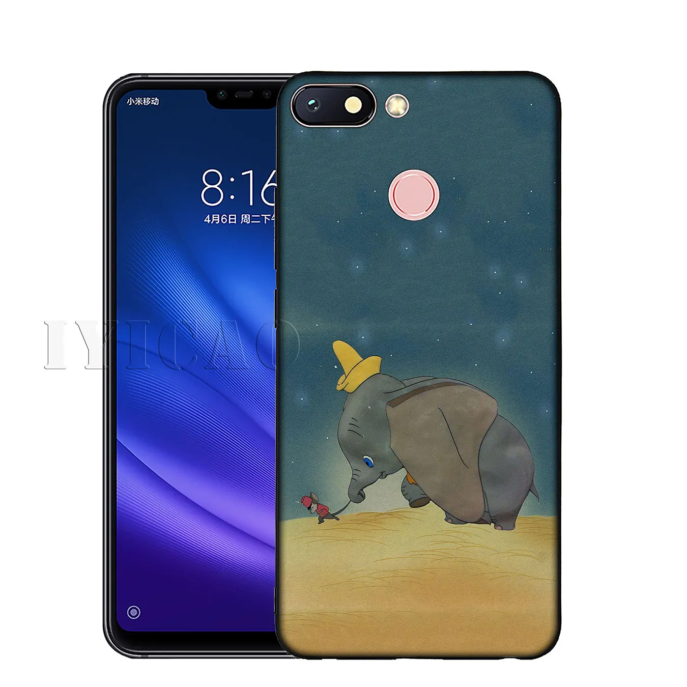 IYICAO Dumbo Cute elephant Soft Silicone Phone Case for Xiaomi Redmi K30 K20 8A 7A 6A 5A S2 GO Note 8 8T 7 5 6 Pro Cover |