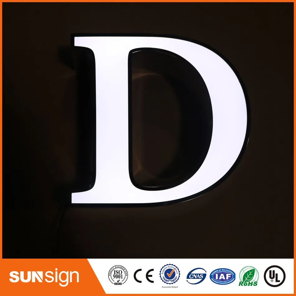 custom chain stores advertising mirror poslihed stainless steel LED neon light up letters