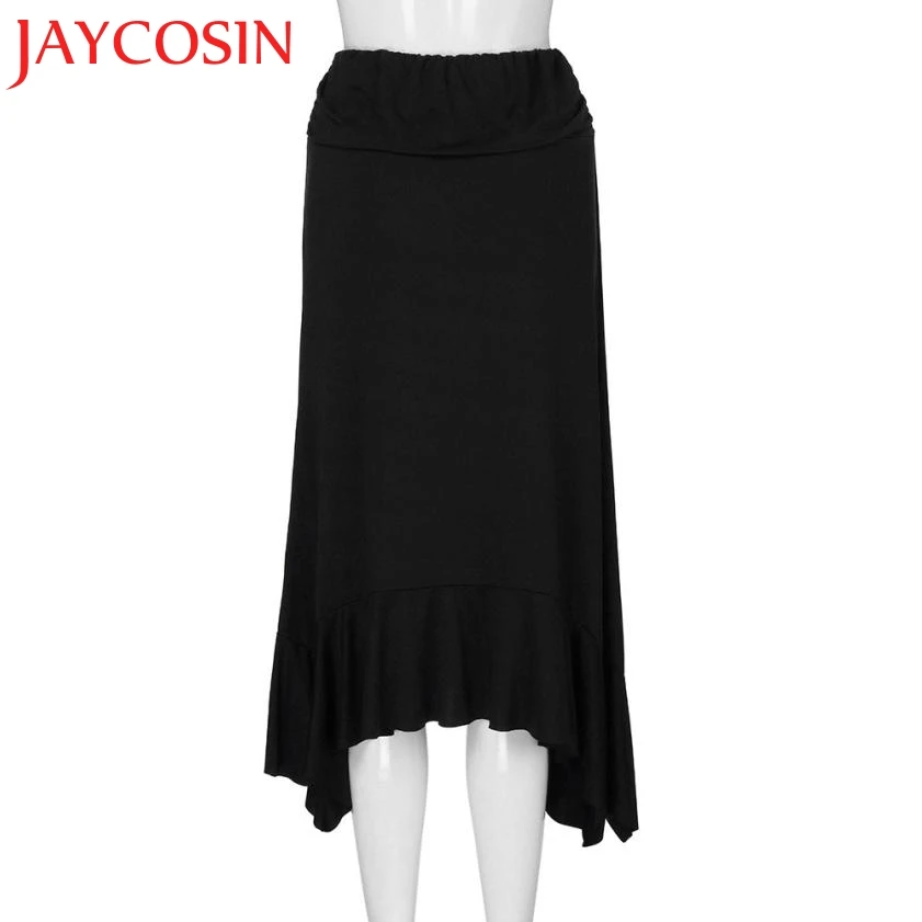 JAYCOSIN 2018 Женская Однотонная юбка миди с цветочным узором и платком высокой талией