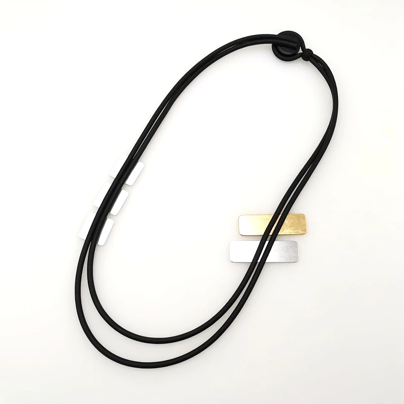 YD&ampYDBZ Harajuku Punk Style Necklace Geometric Pendant Necklaces Women's Gift Rose Gold Aluminum Sheet Leather Chain New Jewelry |