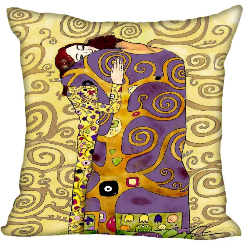 Квадратный чехол для подушки Gustav Klimt на заказ, Наволочка на молнии, чехол 40x40,45x45 см(с одной стороны - Color: Pillowcase 19
