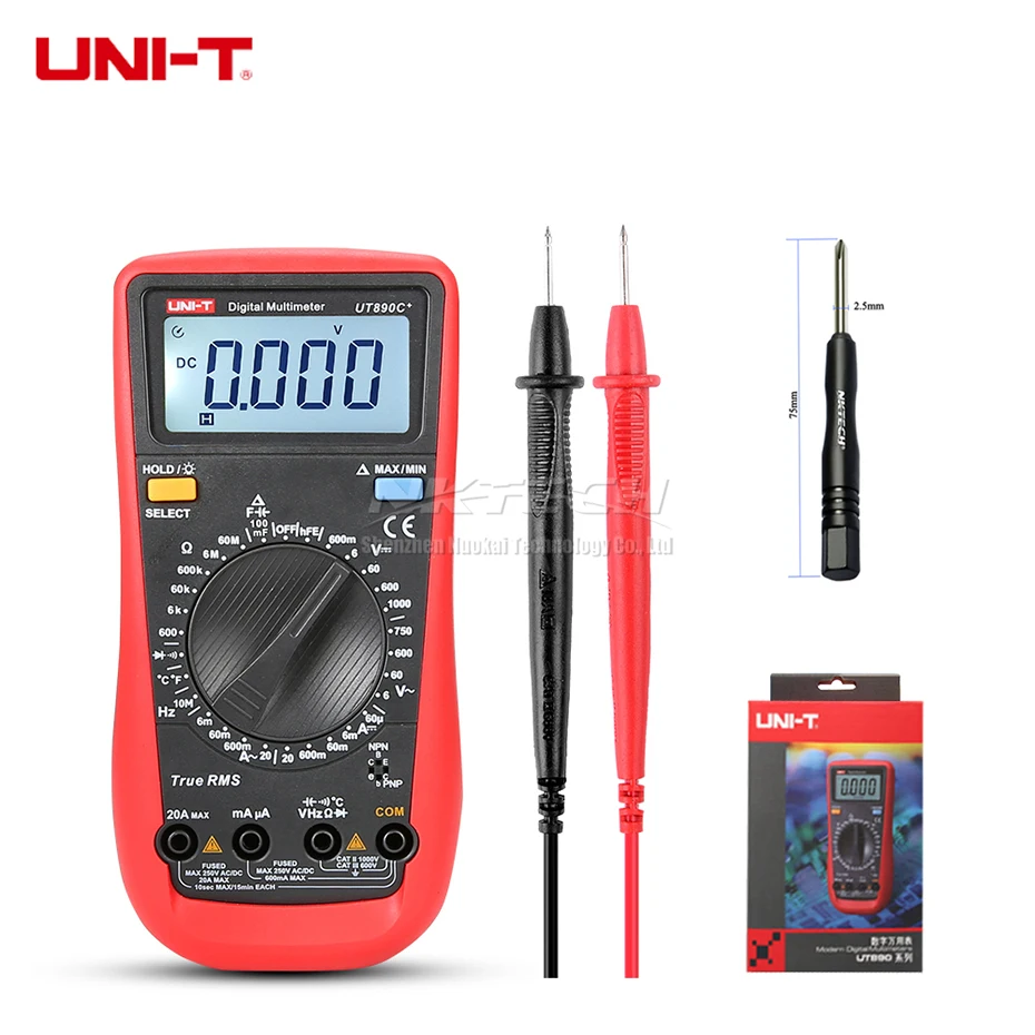 UNI T цифровой мультиметр UT890C + UT890D амперметр True RMS AC DC вольт измерение температуры