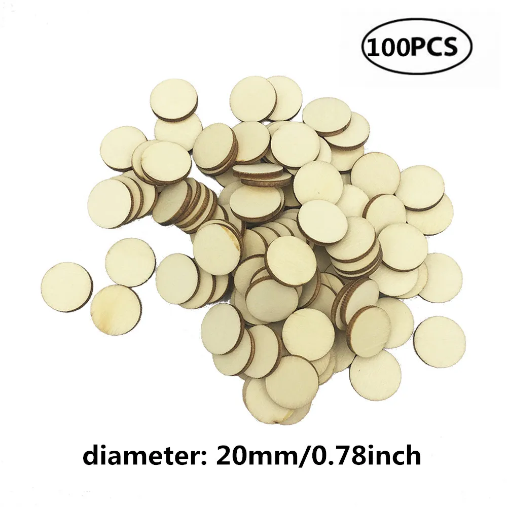 100pcs 20mm 0.78inch 10-80 мм деревянные диски поделки срезы бревен диски вырез Круглый Большой для красок Свадебные DIY украшения - Цвет: 100pcs 20mm 0.78inch