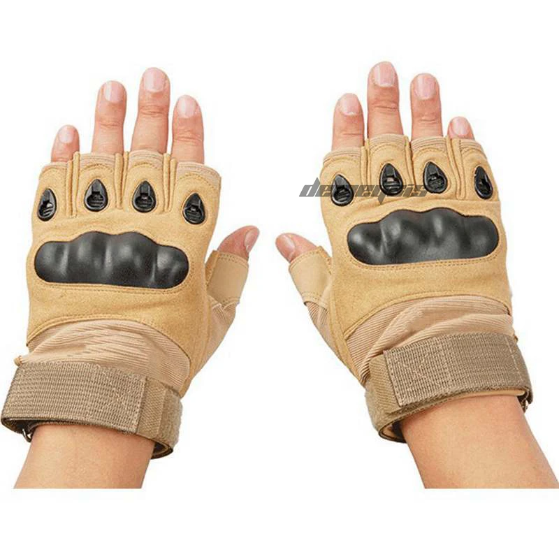half finger tan Дышащие тактические перчатки Fulll& Half Finger, противоскользящие перчатки для охоты на открытом воздухе, походные перчатки, защитные армейские военные перчатки для страйкбола - Цвет: half finger tan