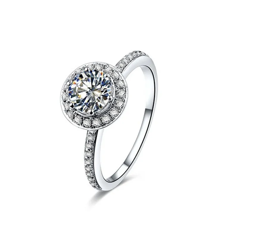 Тестовая положительная гарантия 1Ct 6 5 мм круглое кольцо с моиссанитами 925 пробы