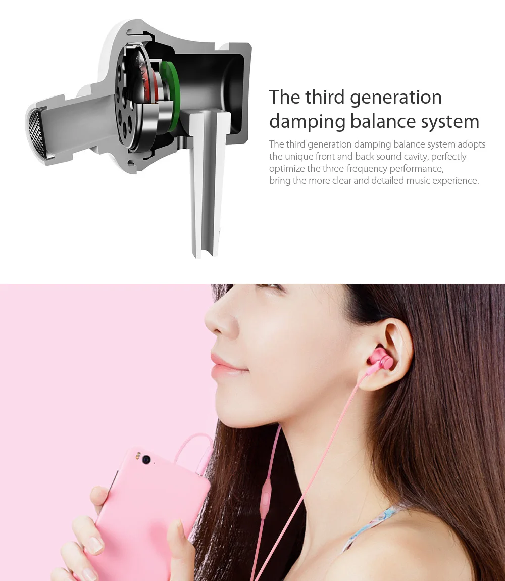 Оригинальный Xiaomi наушники Piston розового и голубого цвета басовые Базовая версия
