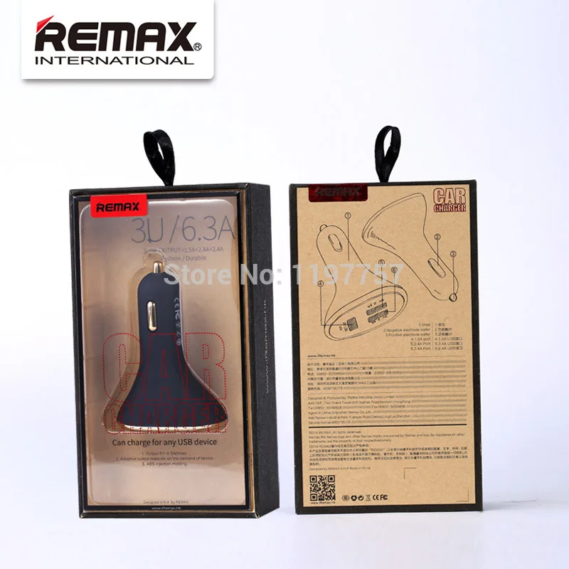 Remax автомобиля Зарядное устройство 3 USB Выход |